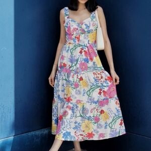 ZARA Multicolored Floral Print Maxi Dress Tiktok Viral Bloggers Favorite Size L